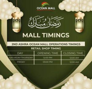 Ocean Mall Ramadan Timings
